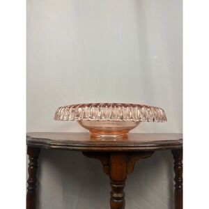 1930s Blush Depression Glass Ruffled Console Bowl